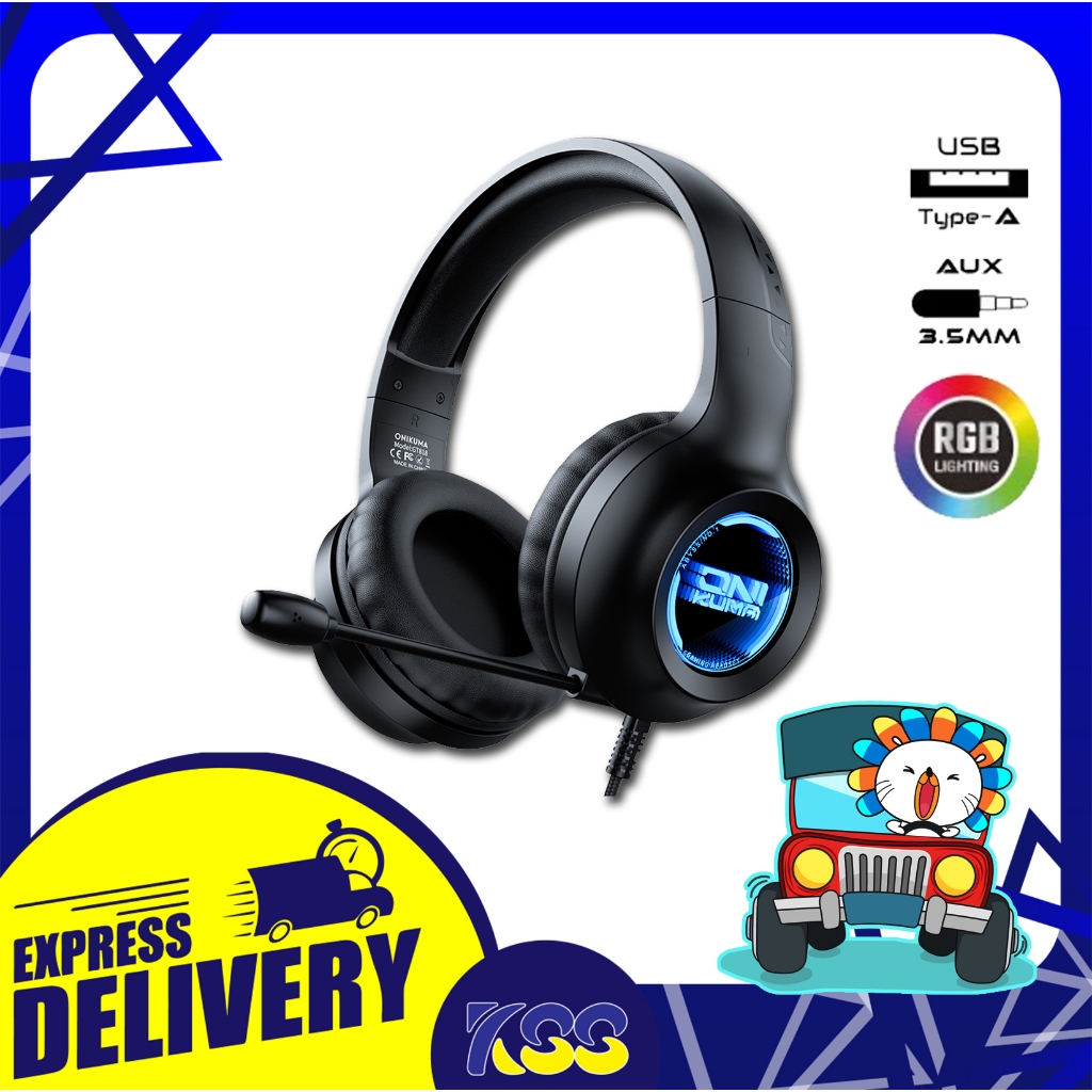 หูฟังเกมมิ่ง ไฟAbyss Lamp แจ็ค 3.5มม. Onikuma X36 Gaming Headset Black ไดร์เวอร์ 40 มม. เปิดบิล Vat 