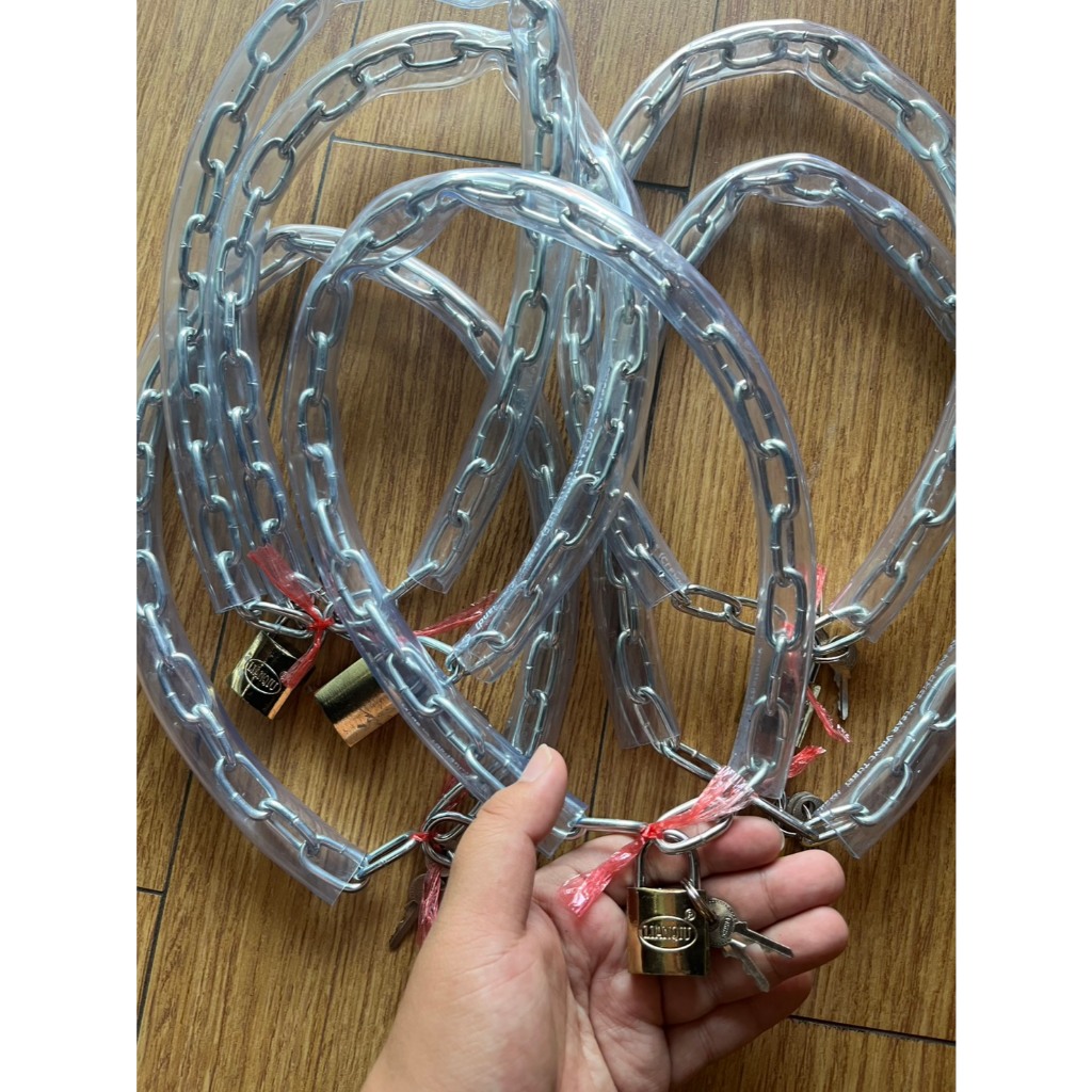 ราคา1เส้น โซ่ล็อกจักรยาน รุ่นใหญ่ยาวประมาณ55ซม แม่กุญแจสุ่มสี กุญแจล็อคบ้าน โซ่ล็อคล้อ ล็อครั้ว ล็อคบ้าน โซ่คล้องจักรยาน