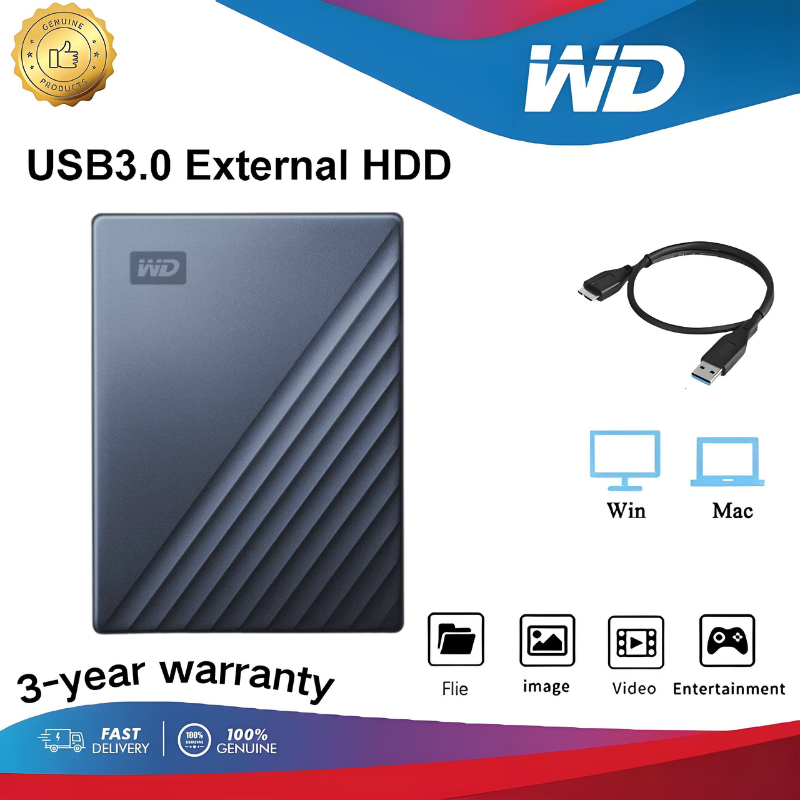 4TB 2TB 1TB  WD My Passport Ultra grey HDD 2.5'' Portable hard drives External Hard Disk  USB3.0