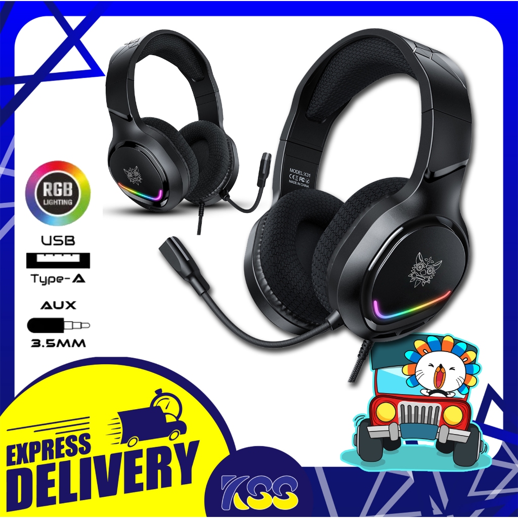 หูฟังเกมมิ่งแจ็ค 3.5MM ไฟ RGB ONIKUMA รุ่น X31 GAMING HEADSET JACK 3.5MM DRIVER 50MM. ของแท้ ประกัน 