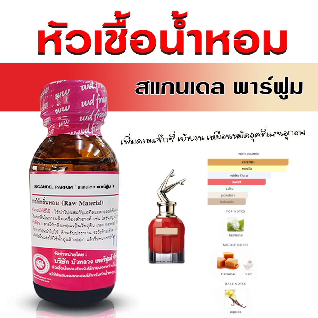 หัวเชื้อน้ำหอมแท้100% กลิ่น สแกนเดล พาร์ฟูม น้ำหอมผู้หญิง กลิ่นหอมหวาน กลิ่นหอมเซ็กซี่ หอมเย้ายวน หัวน้ำหอม