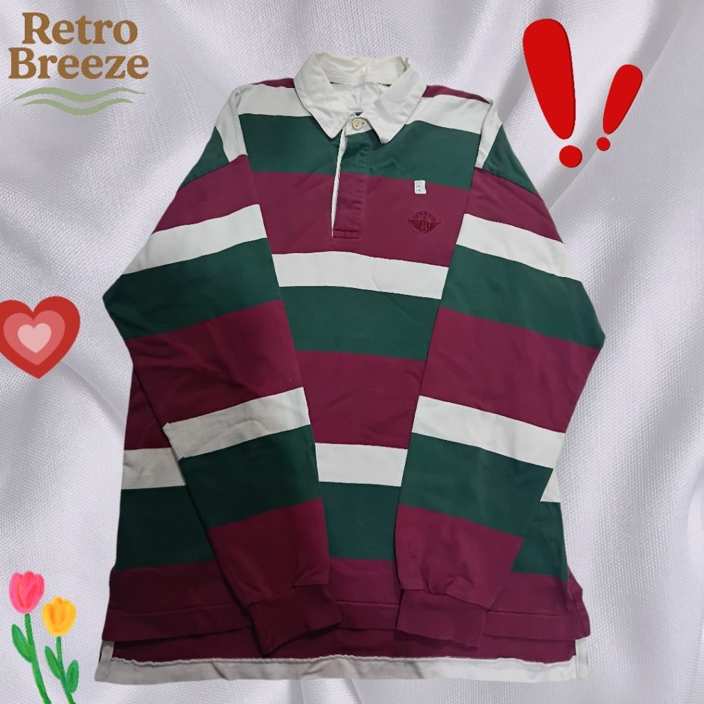 เสื้อรักบี้วินเทจ Dockers ลายขวางสีสวย ทรง Oversize 👕มือสอง สภาพดี