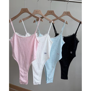 RUDY – LOVE LACE BODYSUIT 💌(ส่งด่วน!!)บอดี้สูทลูกไม้มีซับในติดเพชรทั้งตัวสีสวยละมุน สายปรับได้