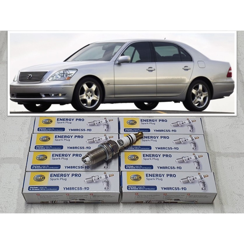 หัวเทียน Lexus LS430 UCF30 ( 2000 - 2006 ) จำนวน 8 หัว ขั้วยิธเทรียม ระยะใช้งาน 40000 กม : Hella YM8
