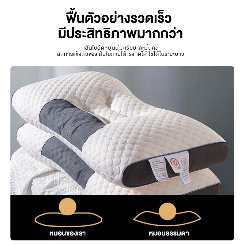 HT หมอน หมอนสุขภาพ แก้ปวดคอ บ่า ไหล่ หมอนยางพารา นอนหลับสบาย สัมผัสนุ่ม3D ลดการนอนกรน ป้องกันไรฝุ่น การรองรับน้ำหนัก รูปที่ 4