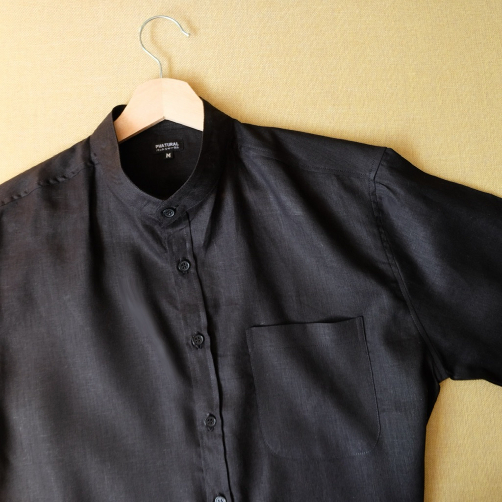 เสื้อแขนยาว - คอจีน สีดำ (งานตัดขึ้นห้าง ICONSIAM)