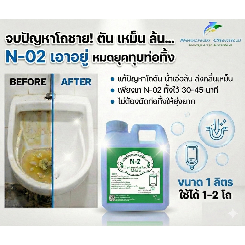 น้ำยากำจัดตะกรัน สนิมและหินปูน N-02  ขนาด 1 ลิตร