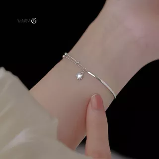 GLAMOR✨กำไลเงินแท้ Star Half Bracelet จี้ดาว เงินแท้925 กำไลผู้หญิงสไตล์มินิมอล ปรับขนาดได้