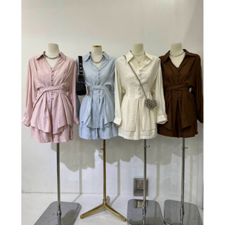 ชุดเช็ทสไตส์เเกาหลีงาน2ชิ้นเสื้อกางเกง ดีเทลสวยน่ารักมากทรงห…