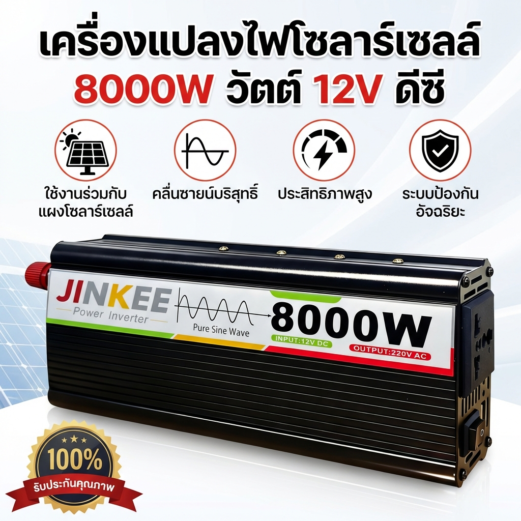 คลื่นไซน์บริสุทธิ์ อินเวอร์เตอร์ แปลงไฟ 12v เป็น 220v อินเวอร์เตอร์โซลาร์เซลล์ อินเวอร์เตอร์บ้าน อินเวอร์เตอร์ไฟ 004
