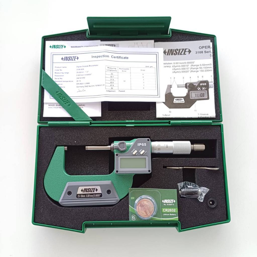 ไมโครมิเตอร์วัดนอก ดิจิตอล กันน้ำ IP65 Waterproof Digital Outside Micrometer INSIZE 3108