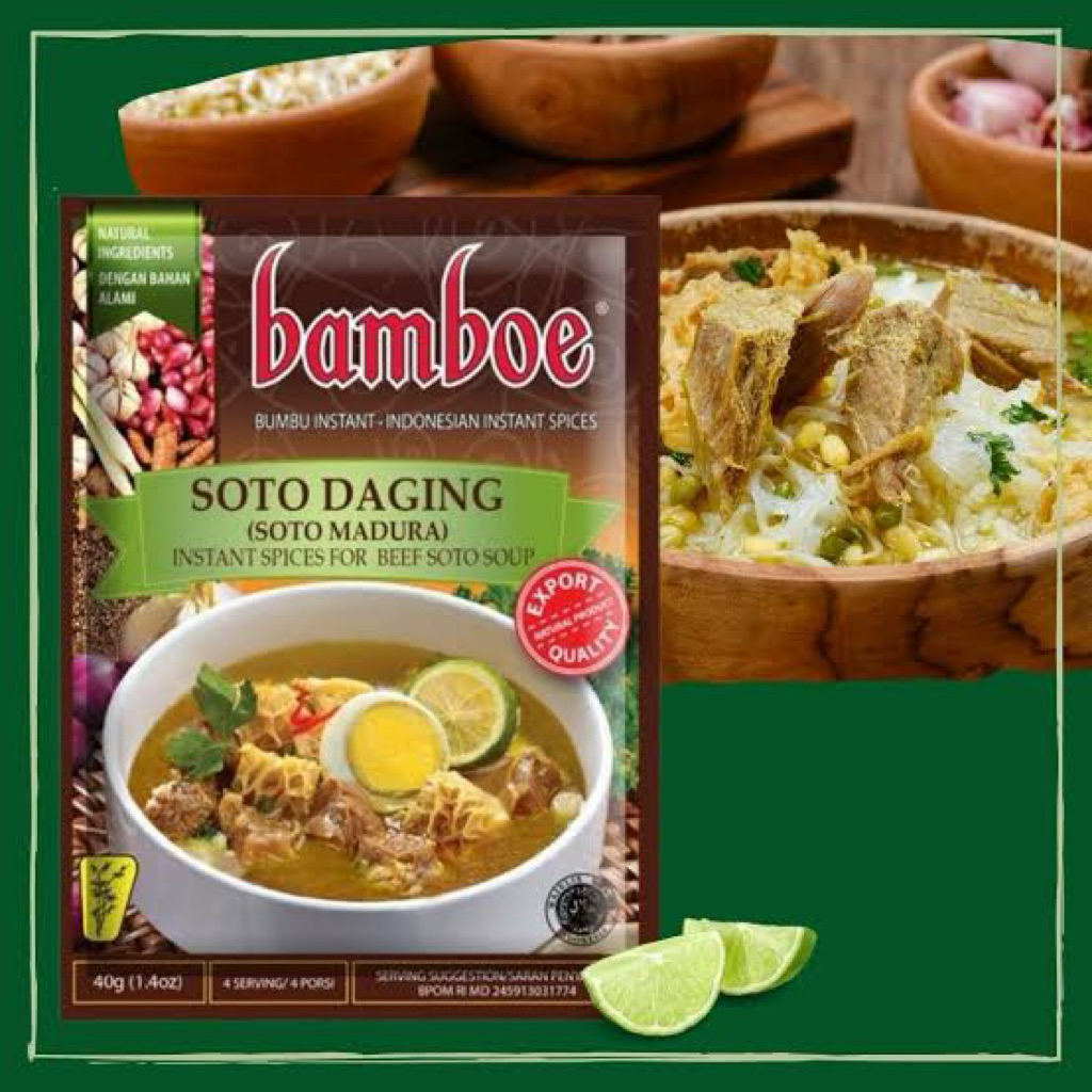 Indonesia Bamboe Bumbu Instant Soto Daging Madura - Beef Soup Spice, 40 Gram