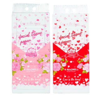 ยกลัง กระดาษทิชชู่เช็ดหน้า Lilly 240แผ่น วาเลนไทน์ 1ลัง 10แพ็ค 40ห่อMD