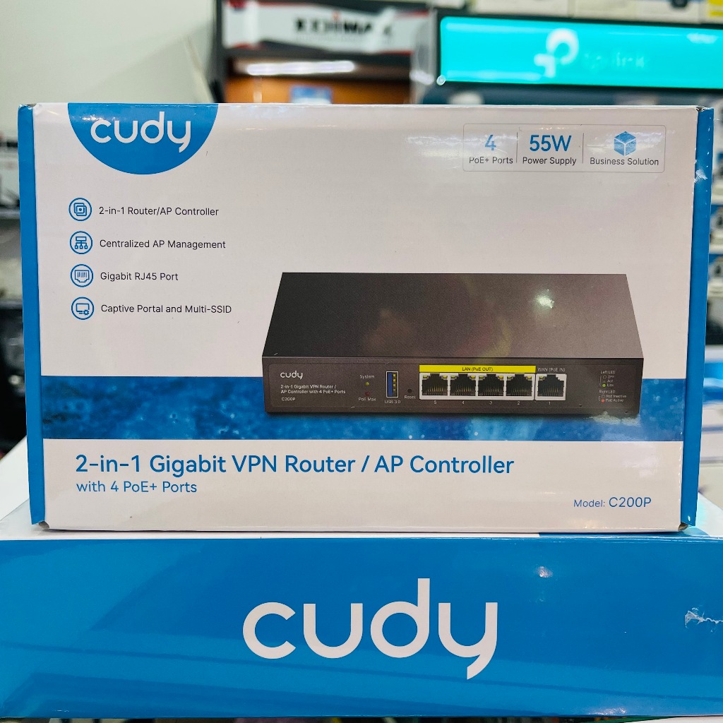 VPN Router (เราเตอร์) CUDY C200P Gigabit VPN Router / AP Controller วัสดุโลหะ สีดำ (รับประกันศูนย์)