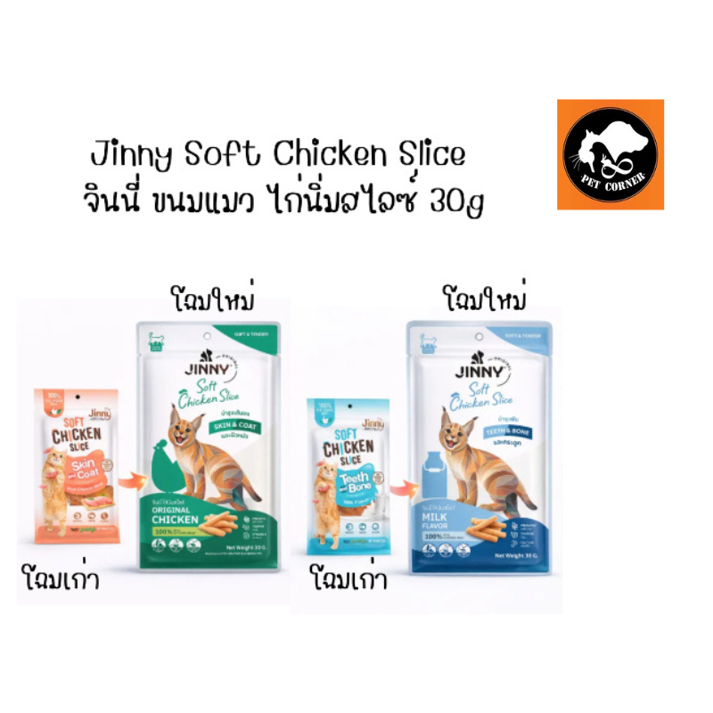 ขนมแมวจินนี่ Jinny Chicken Slice ขนมแมวสันในไก่นิ่ม ขนาด 30 กรัม
