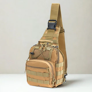 CAMO 600D กระเป๋าคาดอก สีทราย กระเป๋าสะพายข้าง ทหาร แคมป์ปิ้ง เดินป่า