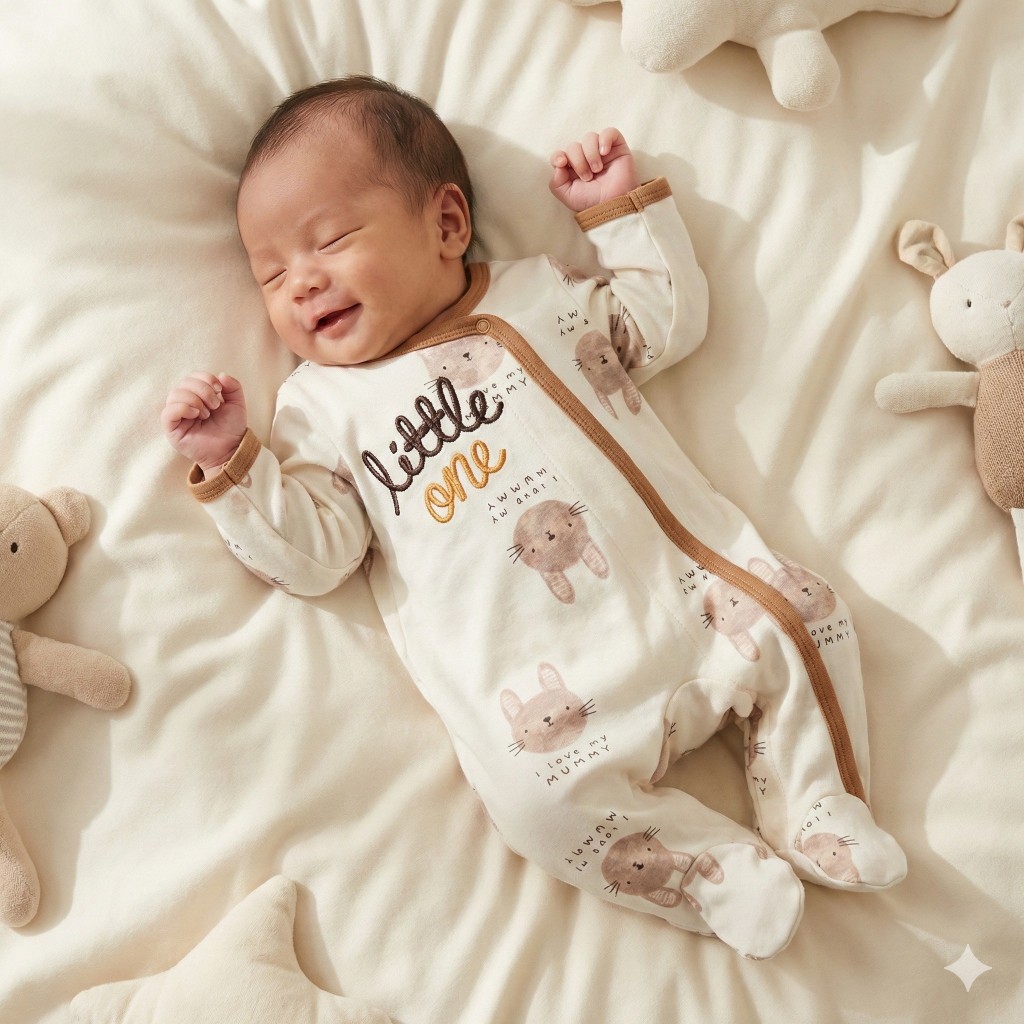 ชุดหมีคลุมเท้าผ้าดูด Soft Tap สีครีม ผลิตจากผ้าฝ้าย ให้ความรู้สึกนุ่มสบาย ดีไซน์น่ารักและมีสไตล์ - รูปที่ 4