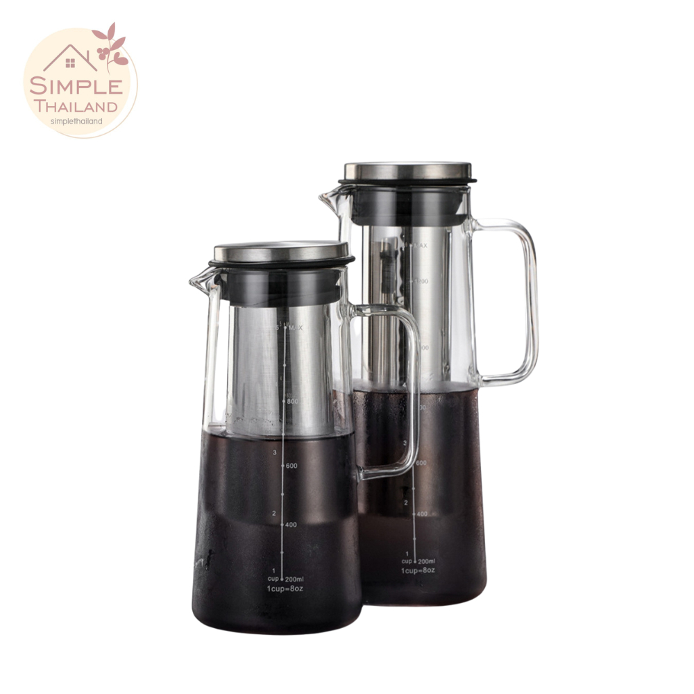 เหยือกกาแฟสกัดเย็น โถแก้วทำกาแฟเย็น เหยือกทำโคลด์บริว (Cold Brew) 1000ml 1400ml 2000ml ทนความร้อนได้ดี Simple Thailand