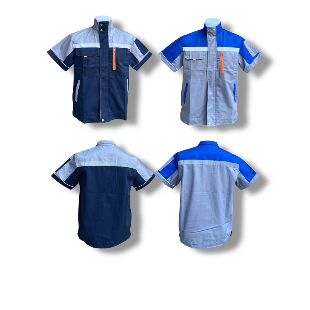เสื้อช็อปแขนสั้นทูโทนซิบหน้ามีกระเป๋าด้านใน2ข้าง ดีไซน์สีสันสดใส สำหรับทุกโอกาส