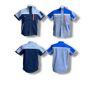 เสื้อช็อปแขนสั้นทูโทนซิบหน้ามีกระเป๋าด้านใน2ข้าง ดีไซน์สีสันสดใส สำหรับทุกโอกาส