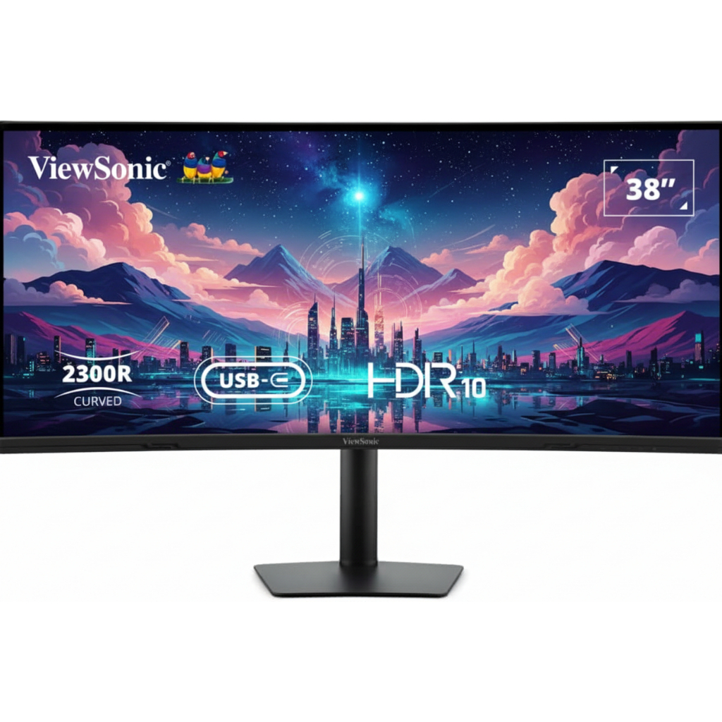 ViewSonic VG3820C 38 Inch Curved 2300R Monitor, 75Hz, UWQHD+ 3840 x 1600, 21:9 IPS Panel with USB 2.