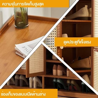 【จัดส่งภายใน 2 ชั่วโมง】ตู้รองเท้าไม้ ตู้รองเท้า การระบายอากาศและความชื้น ความจุขนาดใหญ่ตู้รองเท้า