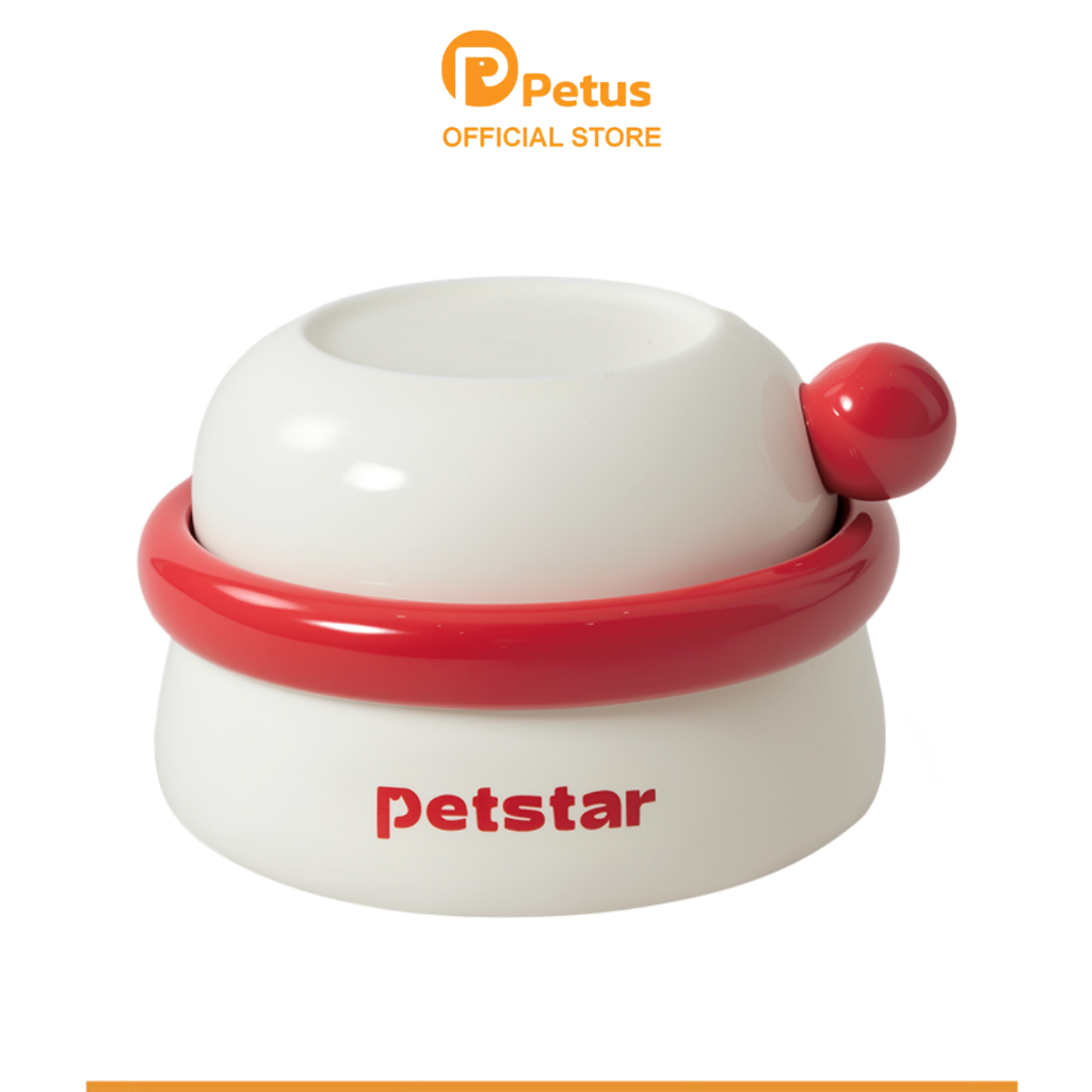 Petus ชามแมว ชามสัตว์เลี้ยง ถ้วยแมว Pet food bowl 3in1 เซรามิกยกสูง ขนาด 11ซม. ทำความสะอาดง่าย มีหูจับ ยกถือได้สะดวก