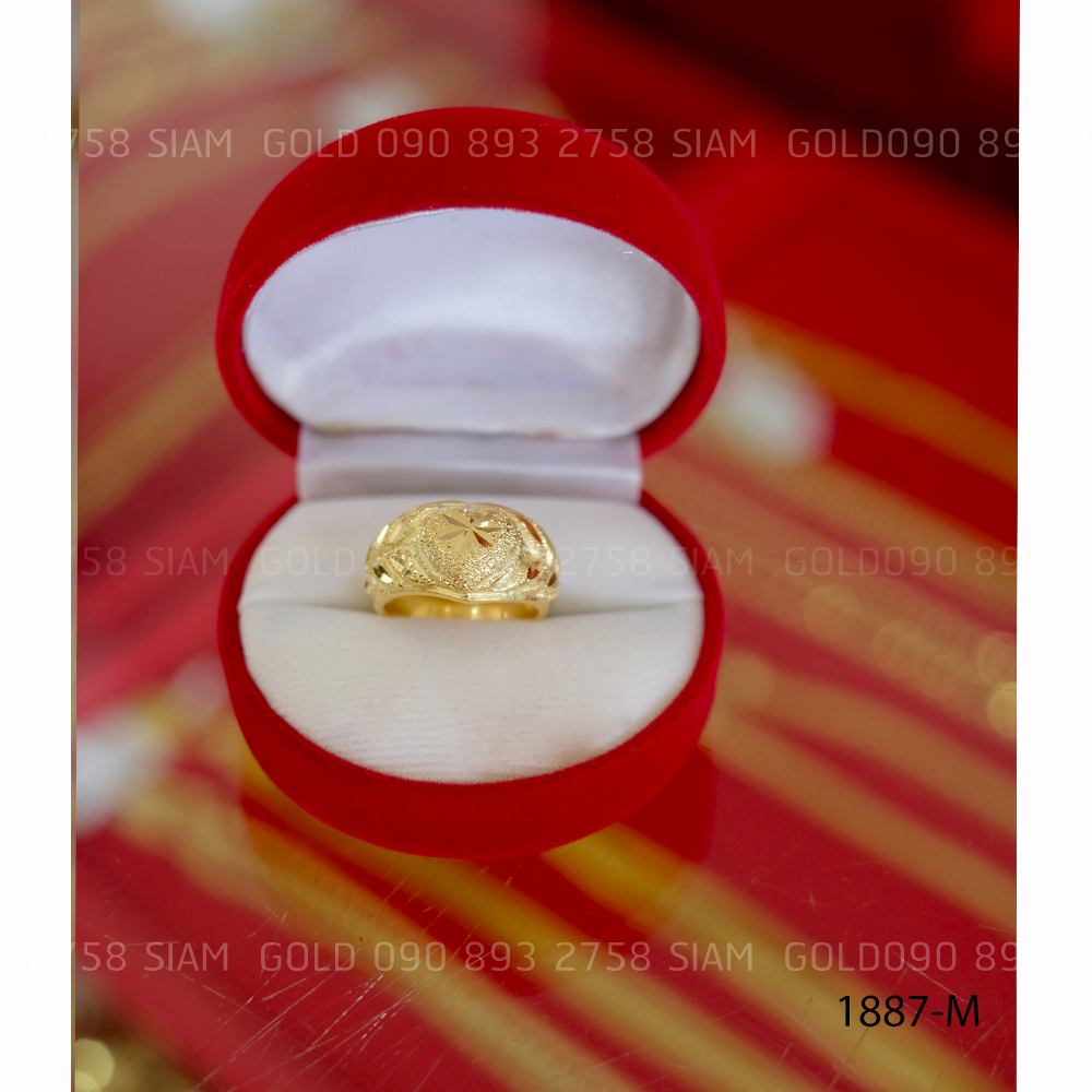 (M) แหวนทองลายหัวใจตัดจิก รหัส 1887-M
