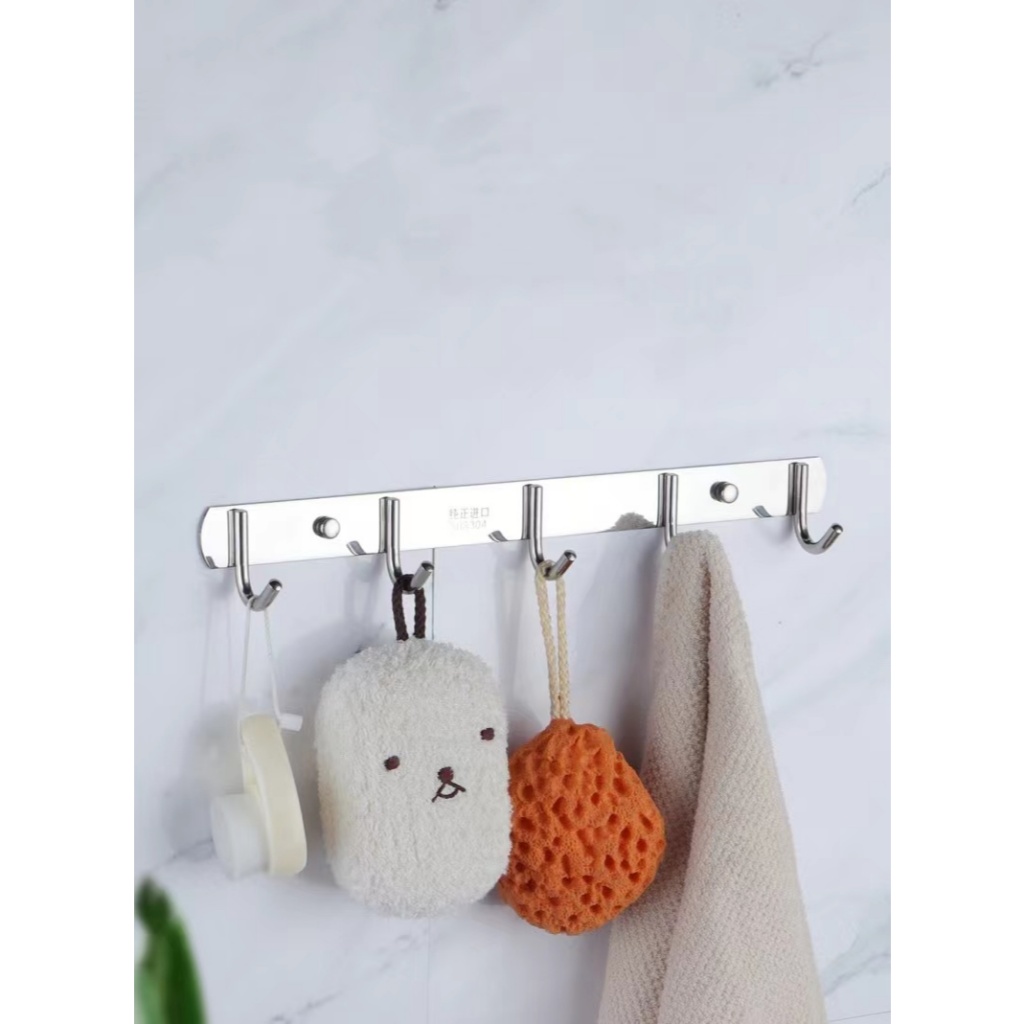 ราวตะขอ ราวแขวน อเนกประสงค์ สแตนเลส 304 แบบ 8 ตะขอ ความยาว 43 ซม. Stainless Steel 304 Multipurpose Hook, 8 hooks, 43 cm - รูปที่ 2