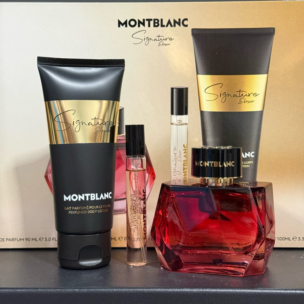 🍒 New 2025 น้ำหอม Montblanc Signature Elixir Eau EDP ❤️Gift Set 90ml body lotion 100ml. พกพา10ml.