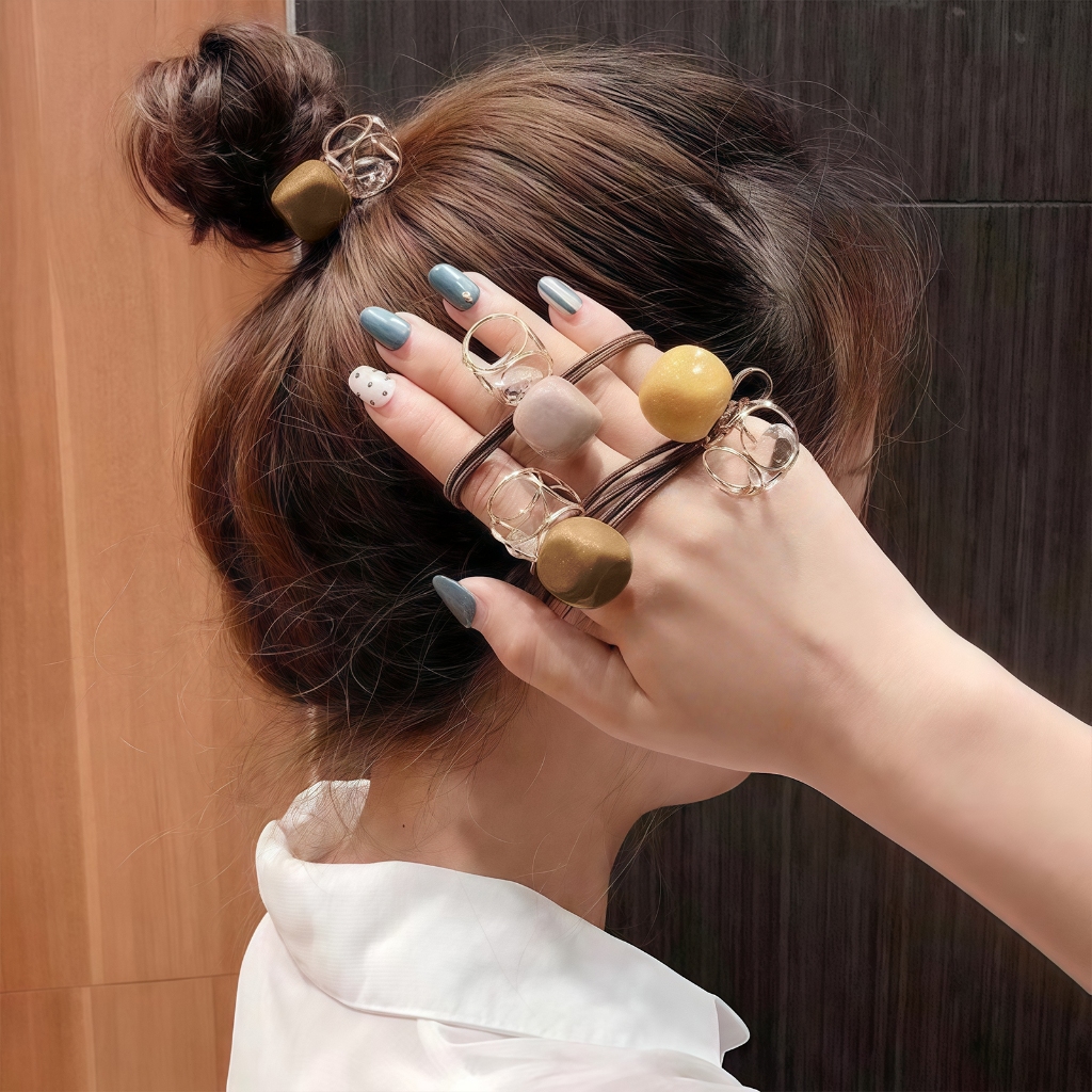 ยางรัดผมเพชร ดีไซน์เรียบหรู ยางมัดผมหรูหรา ประกายวิบวับ สำหรับผู้ใหญ่ เครื่องประดับผมแฟชั่น IK07