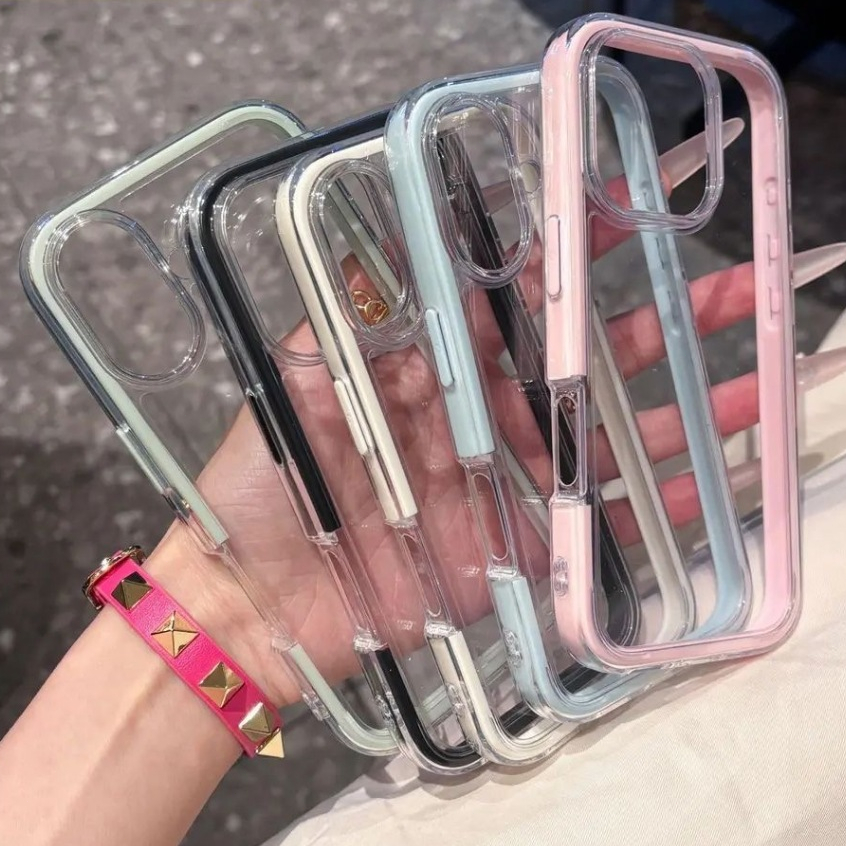 🔥 สินค้าพร้อมส่ง! เคสไอโฟน เคสแข็งสองสีสุดเท่! ดีไซน์โปร่งใสผสมสีสันสดใส iPhone 17/16/15/14/13/12/11/XS/XR/X กันกระแทกชั