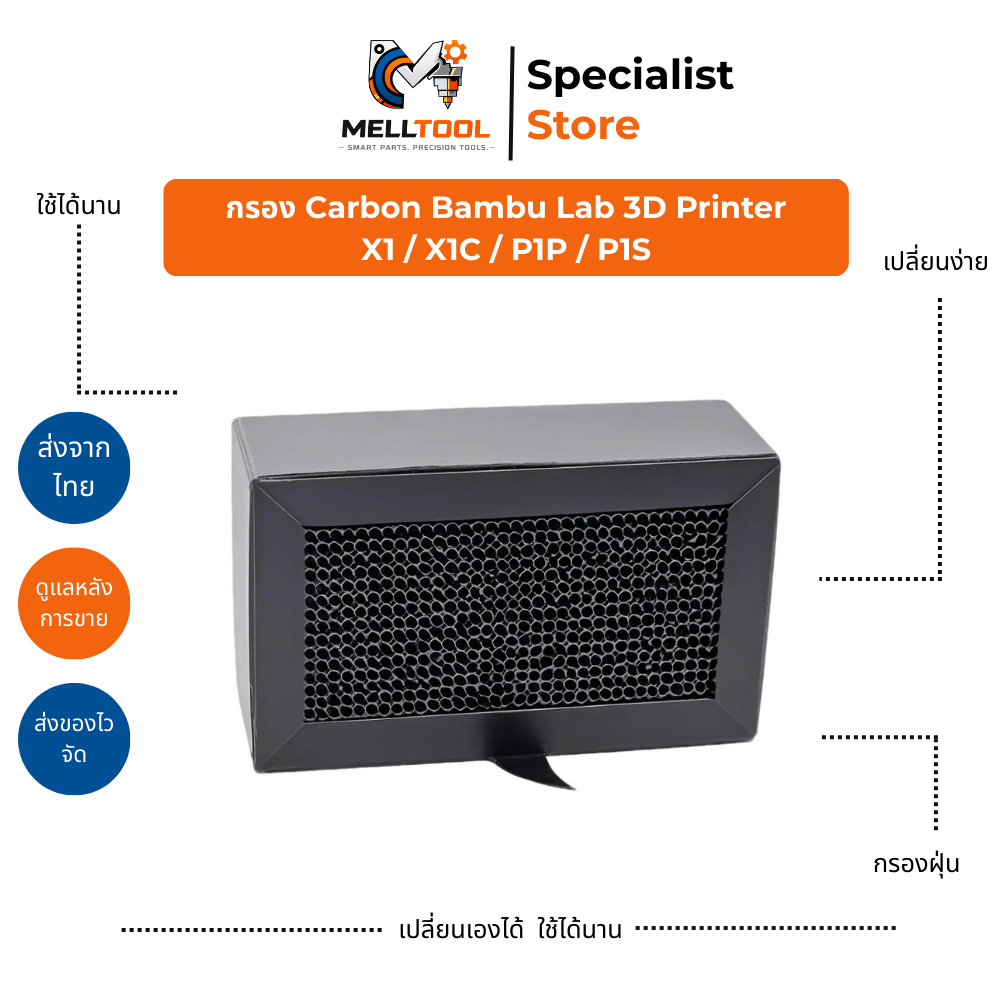 กรอง Carbon สำหรับ Bambu Lab P1P P1S X1 X1C | Activated Carbon Filter | อะไหล่ 3D Printer | ส่งจากไท