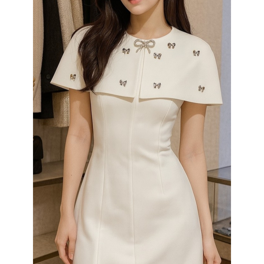 Bella Bow - เดรสแขนกุด+เสื้อคลุม (KP12) ความยาว 36-37นิ้ว