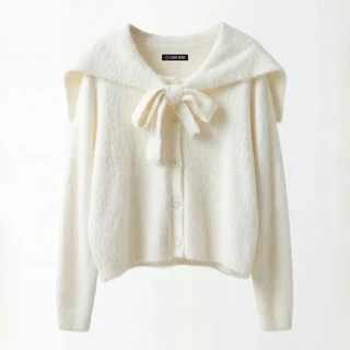 CO1205 | Sailor Collar Tie Knit Cardigan