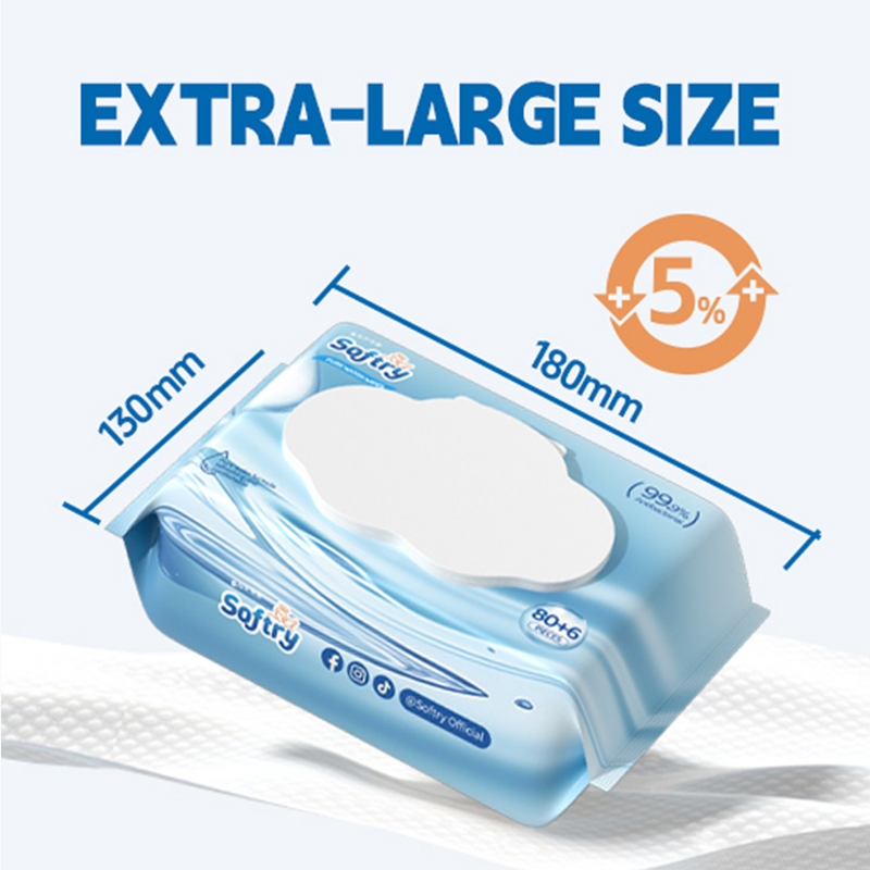 Softry ทิชชู่เปียก น้ำบริสุทธิ์ ผ้าใยสังเคราะห์ ธรรมชาติปลอดสาร เหมาะสำหรับผิวแพ้สูง  Baby Wipes - รูปที่ 2