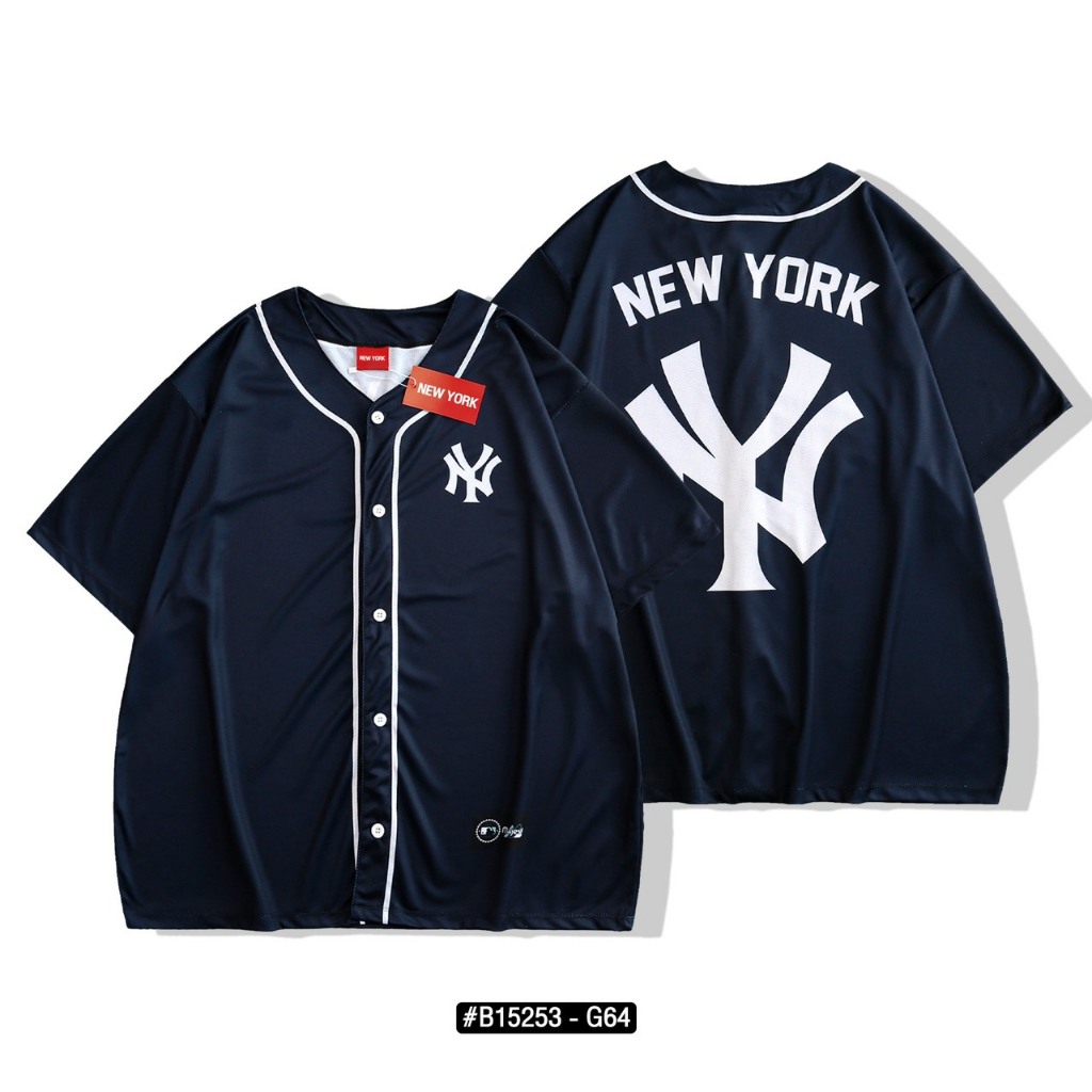 เสื้อแฟชั่นโอเวอร์ไซส์ เสื้อกีฬาเบสบอล มีกระดุมจริง ใส่ได้ทั้งชาย-หญิง