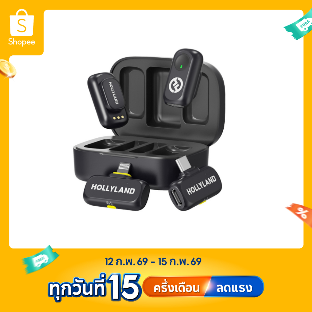Hollyland LARK A1 ไมโครโฟนไร้สายขนาดเล็กสําหรับ iPhone USB-C การสร้างวิดีโอVlogging สตรีมสดคุณภาพสูง