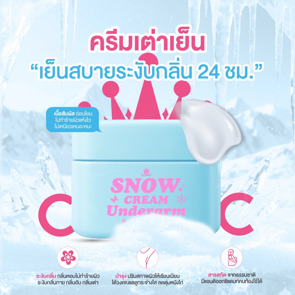 ครีมเต่าเย็น เจนิส COSMIC คอสมิค ครีมทารักแร้ สูตรเย็น โทนเนอร์ผิวกาย กำจัดขน ระงับกลิ่นกาย 24 ชม.