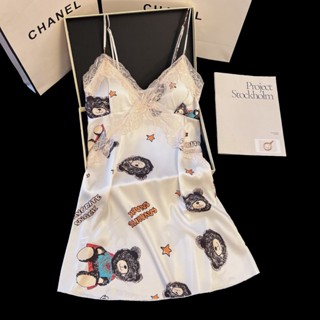 ชุดนอนกระโปรง ชุดนอนลูกไม้พิมพ์ลายน่ารัก 8888