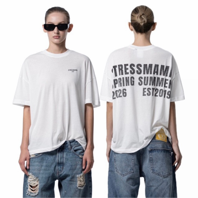 Pre-order (14-20days) แบรนด์เวียดนาม Stressmama | T-SHIRT - WHITE