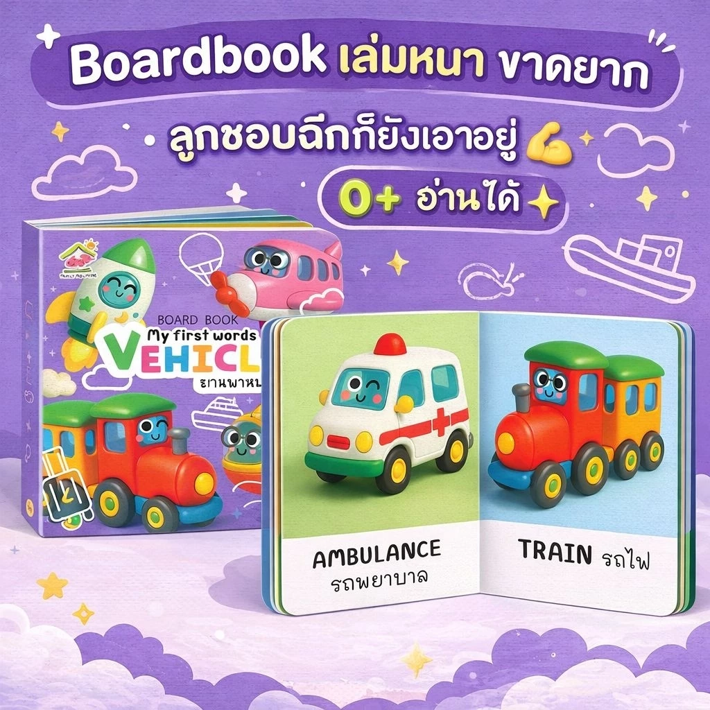 บอร์ดบุ๊คเด็กเล็ก เสริมพัฒนาการ 0-3 ปี | Board Book เด็ก | หนังสือเด็กทนทาน ฉีกไม่ขาด thumbnail 3