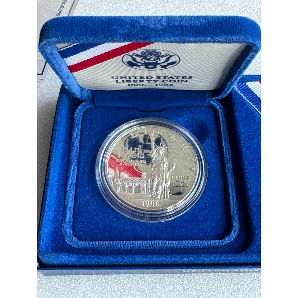 เหรียญเงินขัดเงาที่ระลึกอนุสาวรีย์เทพีเสรีภาพ ปี1986