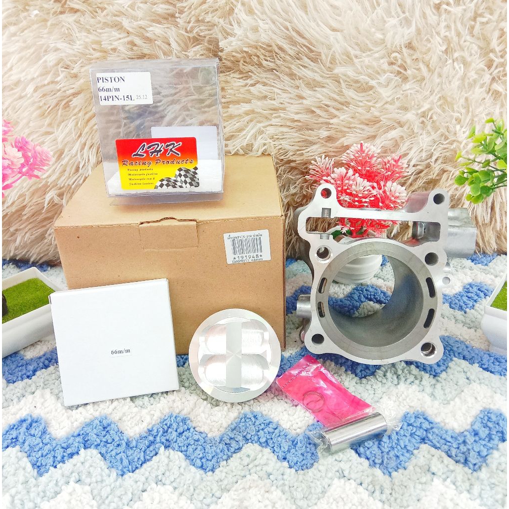 ชุดเสื้อสูบ PCX160 LEAD giorno ใส่รูป LHK 60 61 62 66 (P) (บ่าเต็มปลอกยาว) พร้อมเจาะรูน้ำท้ายปลอกยาว