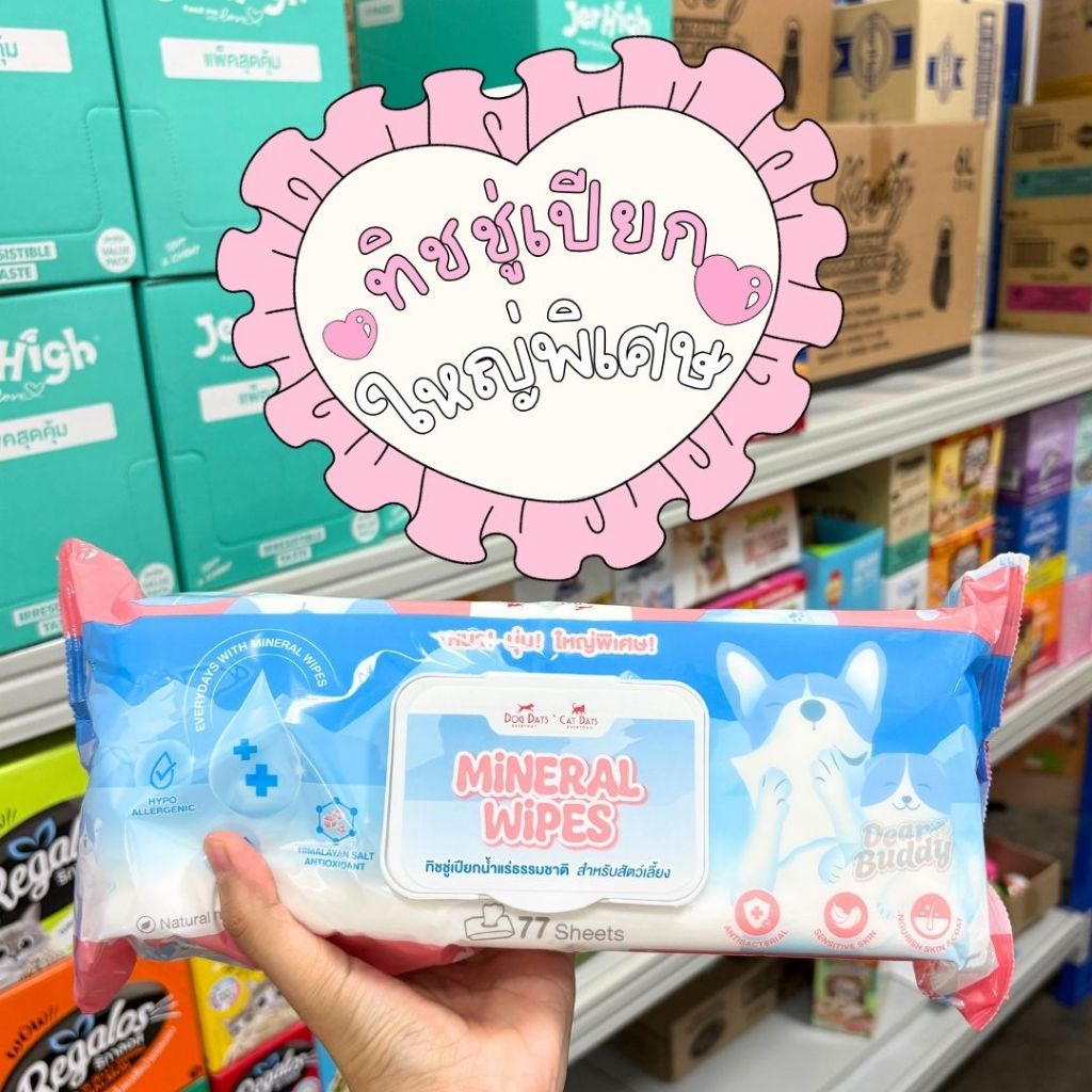 1 ห่อ Dog Days & Cat Days Mineral Wipes Size L ทิชชู่เปียกน้ำแร่ผสมเกลือหิมาลัย