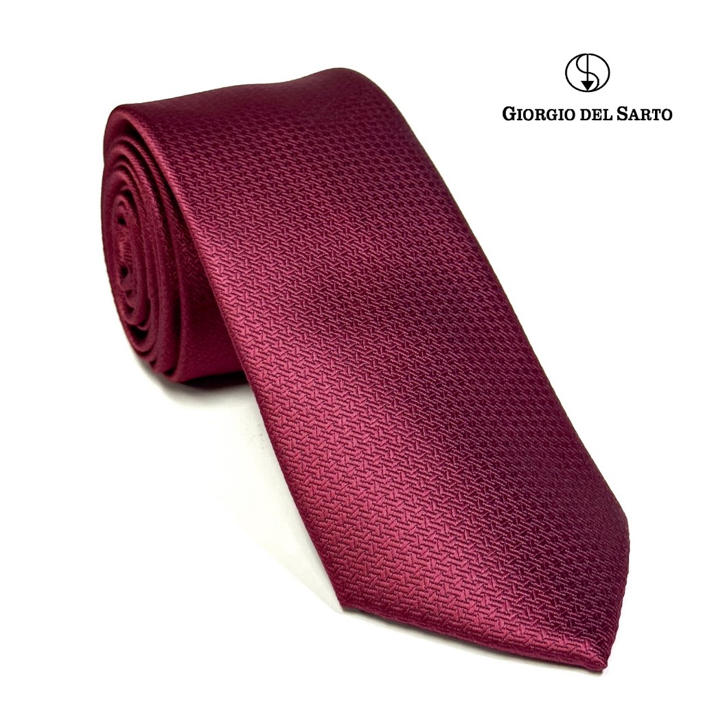 GIORGIO DEL SARTO 7.5 cm Red Necktie เนคไทสีแดง, Set with Red Pocket Square 30 x 30 cm ผ้าเสียบสูท