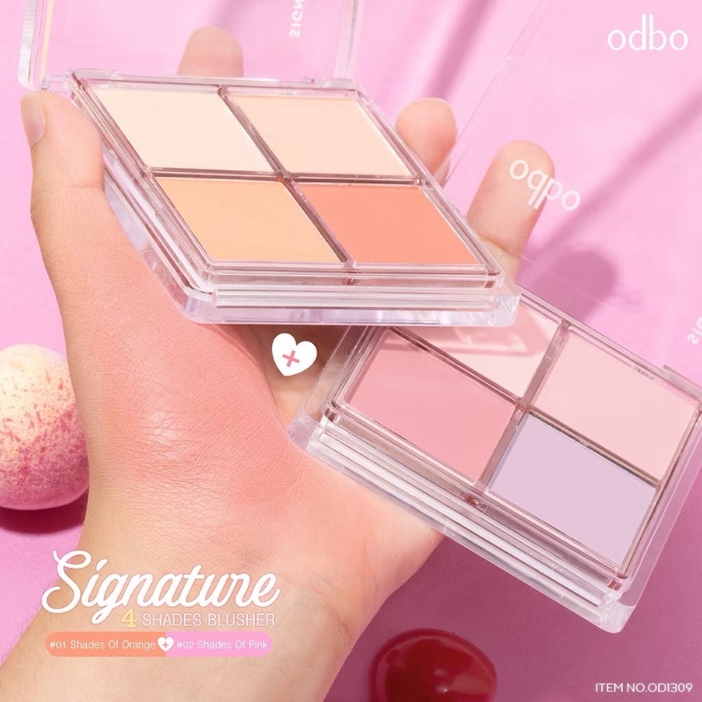 ODBO SIGNATURE 4 SHADES BLUSHER  โอดีบีโอ ซิกเนเจอร์ โฟร์ เฉดส์ บลัชเชอร์ 4เฉดสี