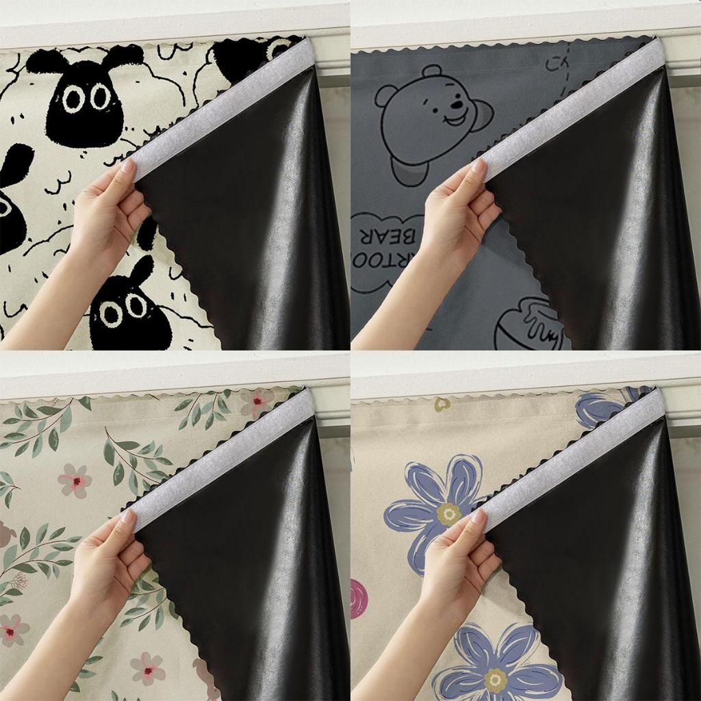 ผ้าม่านตีนตุ๊กแก กันแสงUV 100% ผ้าม่านกันแสง สไตล์มินิมอล ม่านประตู ติดตั้งง่าย