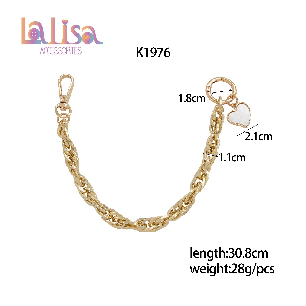 สายโซ่คล้องกระเป๋าโทนทอง หัวใจมินิมอล โซ่ห้อยกระเป๋าปรับสาย alloy keychain K1976