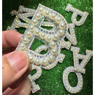 (พร้อมส่ง)ตัวอักษรA-Zมุกขอบเพชร หัวใจ ตัวเลข